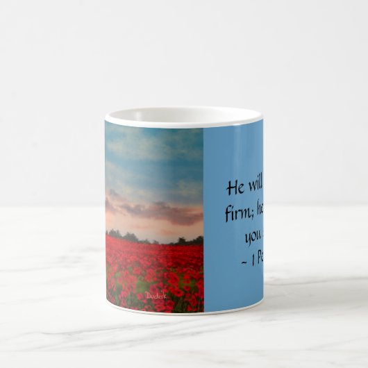 Sunrise over Poppy Field Uplifting Verse JW Koffiemok (Center)