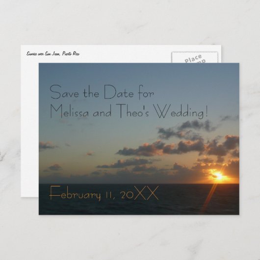 Sunrise over San Juan Save the Date Briefkaart (Voorkant / Achterkant)