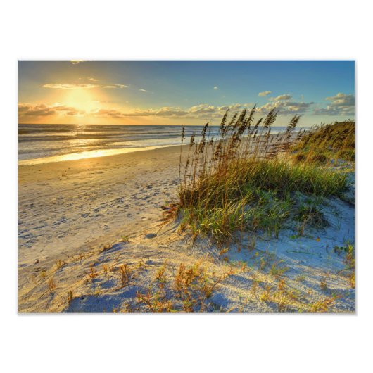 Sunrise Over Sand Dunes en Ocean Photo Print Foto Afdruk (Voorkant)