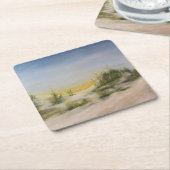 Sunrise Over Sand Dunes, Original Oil Painting Kartonnen Onderzetters (Schuin)