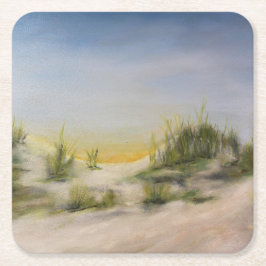 Sunrise Over Sand Dunes, Original Oil Painting Kartonnen Onderzetters