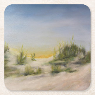Sunrise Over Sand Dunes, Original Oil Painting Kartonnen Onderzetters