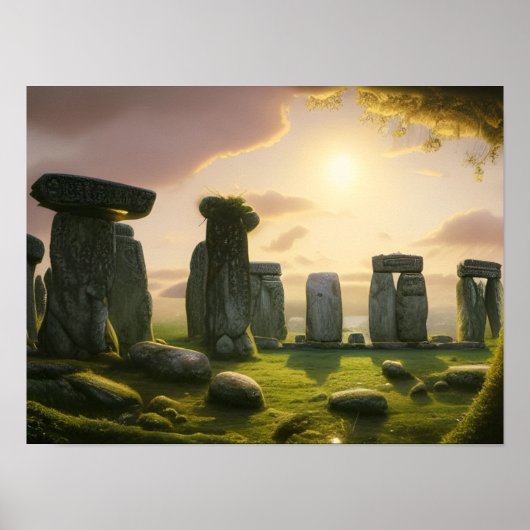 Sunrise over Stonehenge Digital Art Poster (Voorkant)
