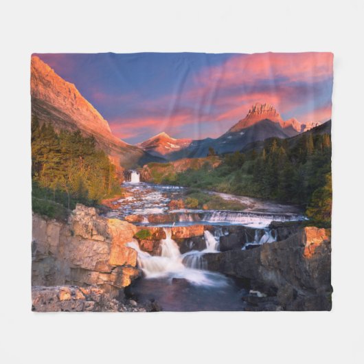 Sunrise over Swiftcurrent Creek Fleece Deken (Voorkant (Horizontaal))