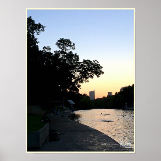 "Sunrise Over Water" Barton Springs Austin Poster (Voorkant)