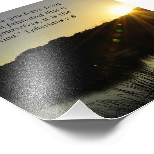 Sunrise Over Water Grace Ephesians 2:8 Afdrukken Foto Afdruk (Hoek)