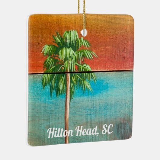 Sunrise Palm Tree Hilton Head, SC Keramisch Ornament (Rechts)