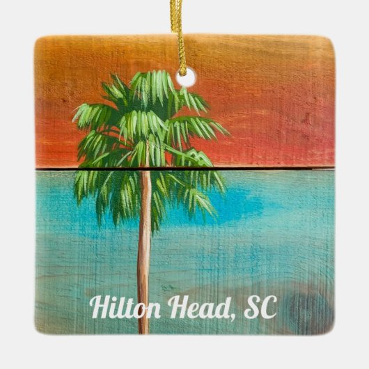 Sunrise Palm Tree Hilton Head, SC Keramisch Ornament (Voorkant)