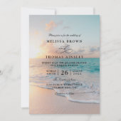Sunrise Pastel Beach Sunset QR Code Wedding  Kaart (Voorkant)