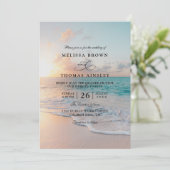 Sunrise Pastel Beach Sunset QR Code Wedding  Kaart (Staand voorkant)