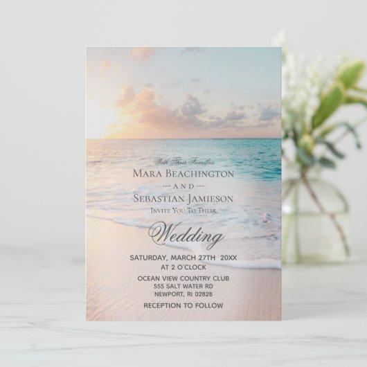 *~* Sunrise Pastel Beach Sunset Weddenschap Kaart (Staand voorkant)