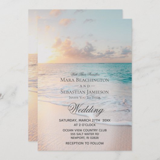 *~* Sunrise Pastel Beach Sunset Weddenschap Kaart (Voorkant / Achterkant)