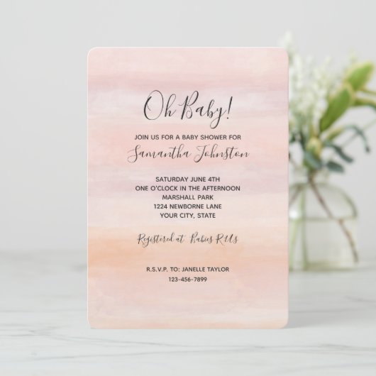 Sunrise Peach Blush Pink Baby shower Kaart (Staand voorkant)