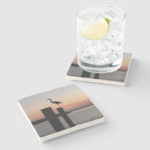 Sunrise Pelican Stenen Onderzetter (Zijkant)