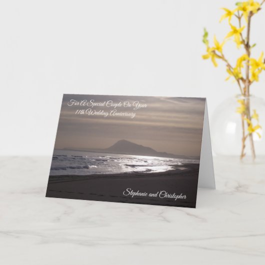 Sunrise Personalized 11th Wedding Jubileum Kaart (Gele Bloem)