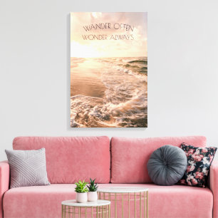 Sunrise Photo Decor over het strand met Quote Canvas Afdruk