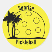 Sunrise Pickleball Yellow Ronde Sticker (Voorkant)