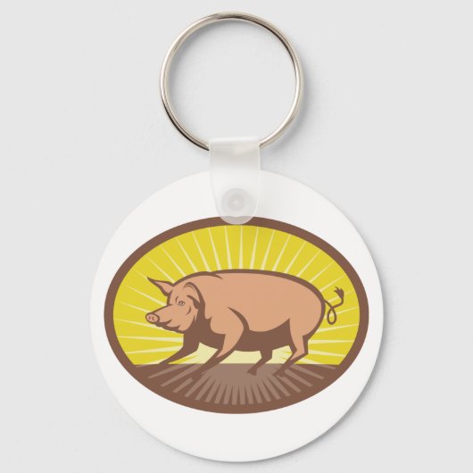 Sunrise Pig Sleutelhanger (Voorkant)