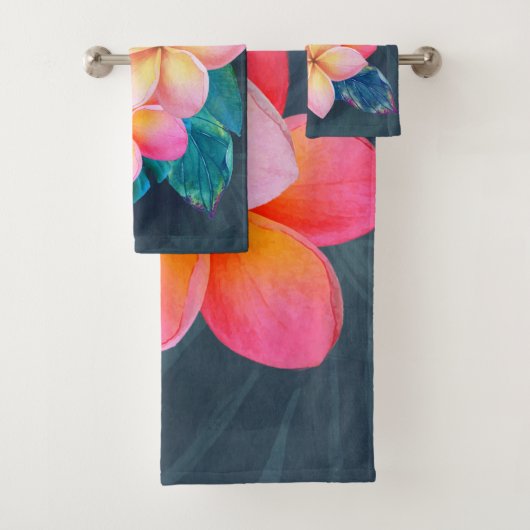 Sunrise Plumeria Bath Towel Set Bad Handdoek (Insitu)