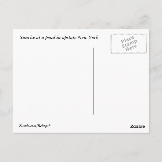 Sunrise Pond in Upstate New York Briefkaart (Achterkant)
