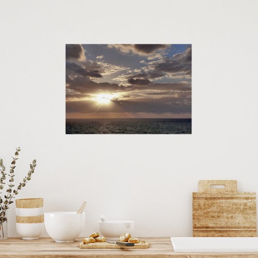 Sunrise Rays boven Ocean II Poster (Keuken)