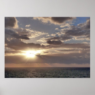 Sunrise Rays boven Ocean II Poster