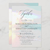 *~* Sunrise Romantic Pastel Beach Sunset Weddensch Kaart (Voorkant / Achterkant)