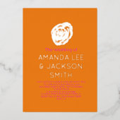 Sunrise Roos roze Oranje Rozen bruiloft Folie Uitnodiging (Voorkant)