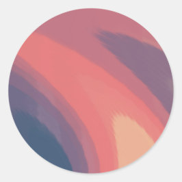 Sunrise Roze Blauw en Sinaasappel Waterverf Ronde Sticker