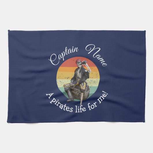 Sunrise Rum Skeleton Priate Party Theedoek (Horizontaal)