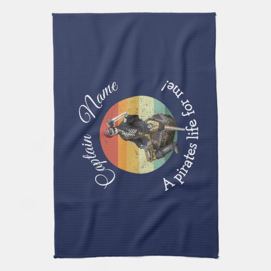 Sunrise Rum Skeleton Priate Party Theedoek (Verticaal)