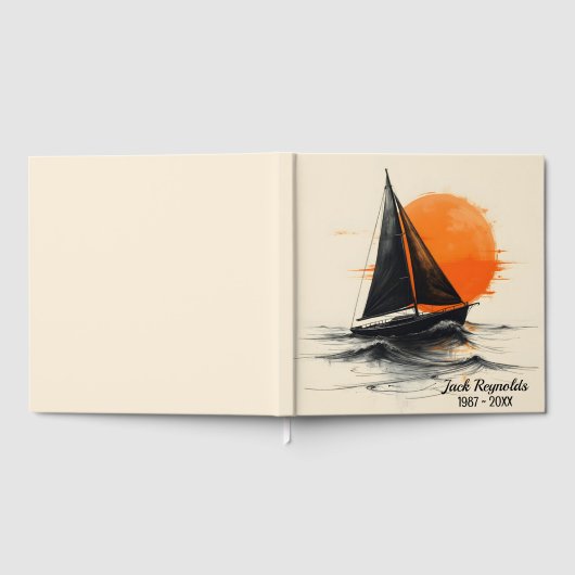 Sunrise Sailboat Silhouette voor Memorial Service Gastenboek (Volledig)