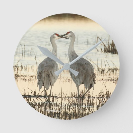 Sunrise Sandhill Crane pair Ronde Klok (Voorkant)