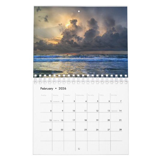 Sunrise Seascape Wall Agenda Kalender (Feb 2026)