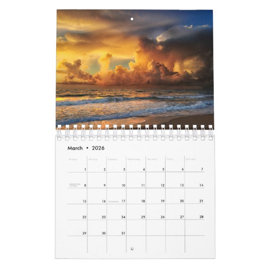 Sunrise Seascape Wall Agenda Kalender (Mar 2026)