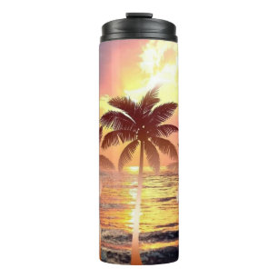 Sunrise Serenity Palm Trees Thermosbeker