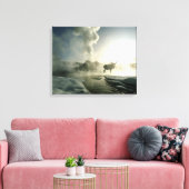 Sunrise Silhouette van Elk bij Castle Geyser Canvas Afdruk (Insitu (Woonkamer))