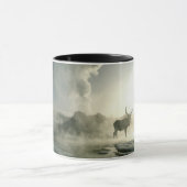 Sunrise Silhouette van Elk bij Castle Geyser Mok (Midden)