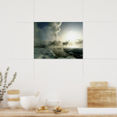 Sunrise Silhouette van Elk bij Castle Geyser Poster (Keuken)