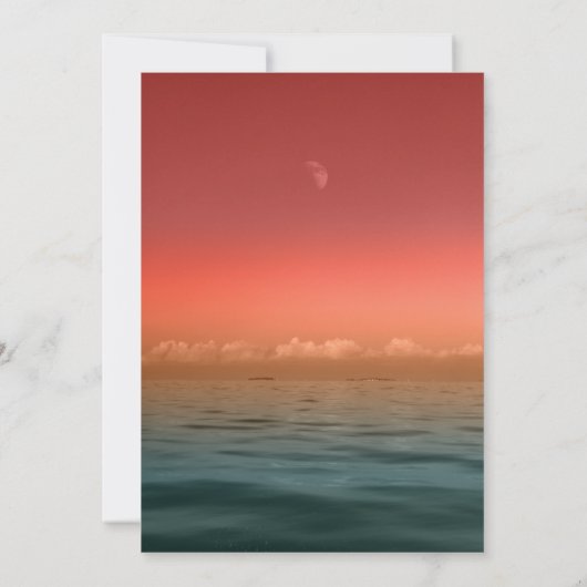Sunrise Skies Ocean Moon Wedding Uitnodiging (Achterkant)