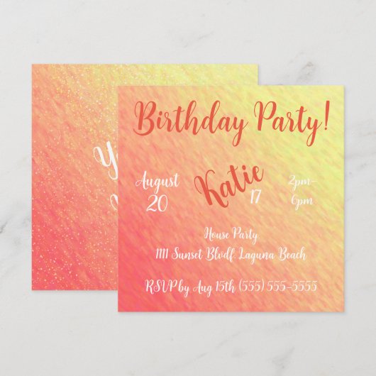 Sunrise Sparkle-Verjaardag- Kaart (Voorkant / Achterkant)