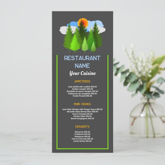 Sunrise Spruce, Restaurant Slimline Menu (Staand voorkant)