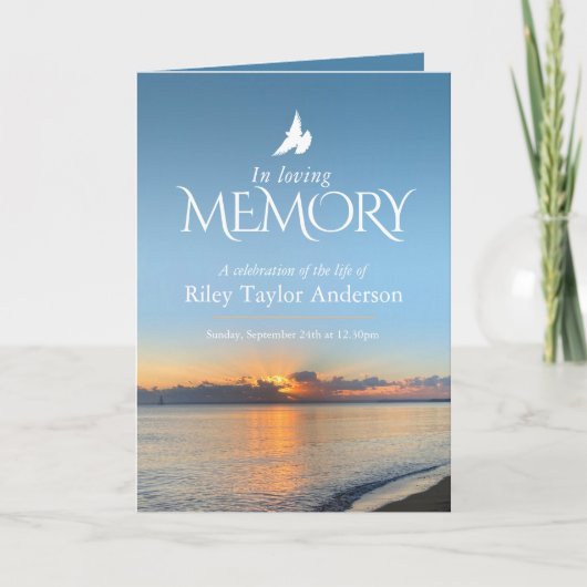 Sunrise strand begrafenis viering van het leven se programma (Voorkant)