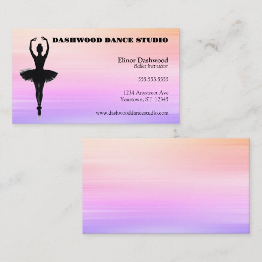 Sunrise Streaks Dancer Dance Instructor Ballet Visitekaartje (Voorkant / Achterkant)