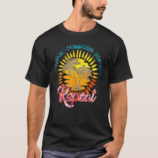 Sunrise Sunburn Sunset Herhaal Boho Summer Vibes T-shirt (Voorkant)