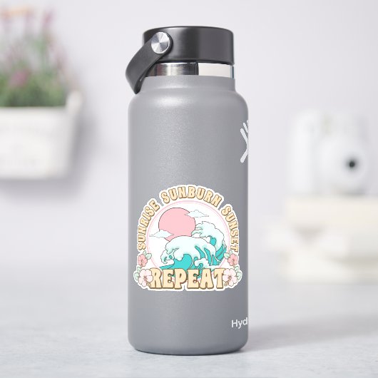 Sunrise Sunburn Sunset Herhaal Retro Boho Sticker (HydroFlask)
