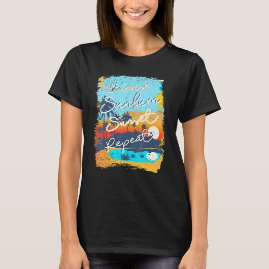 Sunrise Sunburn Sunset Herhaal Retro  T-shirt (Voorkant)