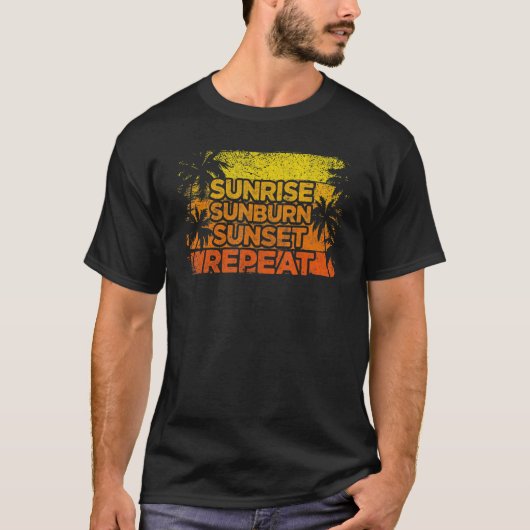 Sunrise Sunburn Sunset Herhaal Retro  Vacati T-shirt (Voorkant)