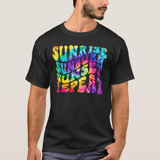 Sunrise Sunburn Sunset Herhaal Tie Dye Hallo Summe T-shirt (Voorkant)