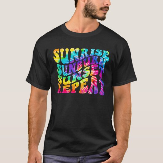 Sunrise Sunburn Sunset Herhaal Tie Dye Hallo Summe T-shirt (Voorkant)